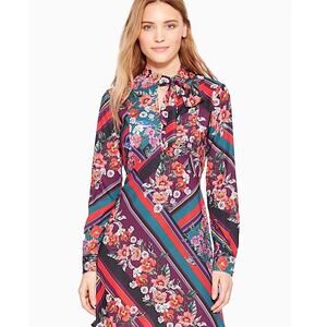 parker madison stripe floral shift dress size 8